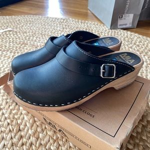 MIA Alma Black Swedish Clog Size 40